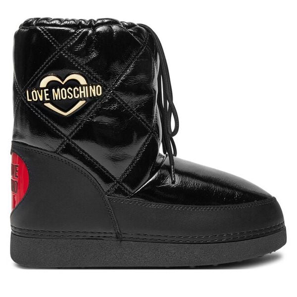 Śniegowce LOVE MOSCHINO. Czarne buty zimowe LOVE MOSCHINO, bez obcasa, bez zapięcia. Za 489,99 zł.
