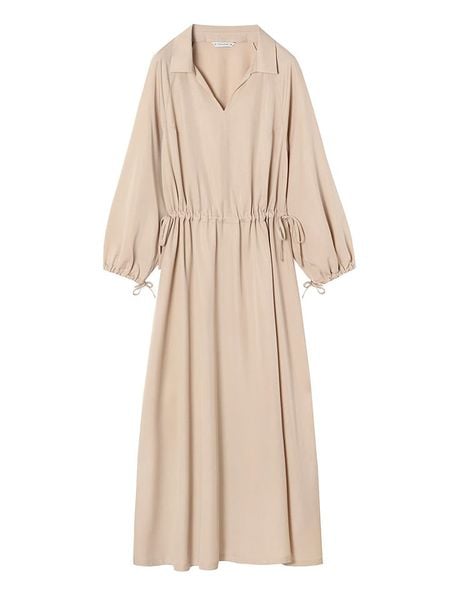 TATUUM Sukienka w kolorze beżowym rozmiar: 40. Brązowe sukienki Tatuum, bez wzorów, z lyocellu, bez kołnierzyka, bez ramiączek, midi. Za 156,98 zł.