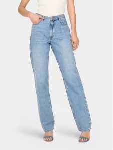 ONLY Jeansy Jaci 15296921 Niebieski Straight Fit. Niebieskie jeansy ONLY, bez wzorów, z bawełny. Za 189,99 zł.