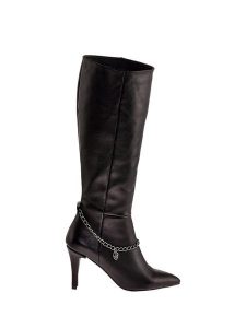 Moosefield Skórzane kozaki w kolorze czarnym rozmiar: 40. Czarne kozaki Moosefield, na zimę, bez wzorów, z materiału, bez obcasa, na szpilce, bez zapięcia. Za 219,76 zł.