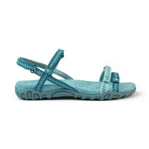 Sandały turystyczne damskie TENA V5 – idealne dopasowanie i świetna przyczepność. Niebieskie sandały Izas, bez wzorów, bez obcasa, bez zapięcia. W wyprzedaży za 226,04 zł.