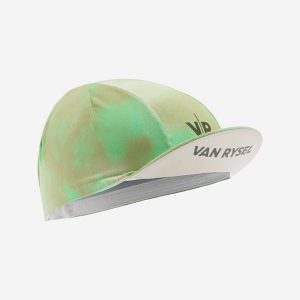 Czapka z daszkiem na rower szosowy Van Rysel EDR LTD. Zielone czapki VAN RYSEL, bez wzorów, z elastanu, sportowe. Za 44,99 zł.