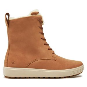 Trzewiki ECCO. Brązowe botki ecco, bez wzorów, bez obcasa, na płaskiej podeszwie, bez zapięcia. Za 579,99 zł.