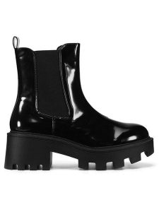 DeeZee Botki WYL3949-1 Czarny. Czarne botki DeeZee, bez wzorów, z materiału, bez obcasa, na słupku, bez zapięcia. Za 179,99 zł.