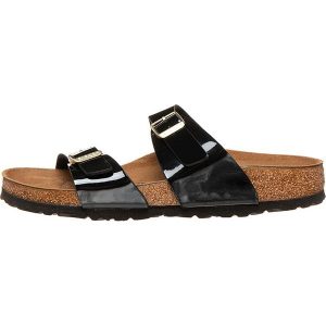 Birkenstock Klapki "Sydney" w kolorze czarnym rozmiar: 37. Czarne klapki Birkenstock, bez wzorów, z otwartym noskiem, bez obcasa. Za 244,22 zł.