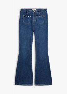 Jeansy Bootcut, średni stan. Niebieskie jeansy bonprix, bez wzorów, z jeansu. Za 154,99 zł.