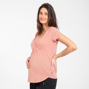 Koszulka turystyczna damska Quechua Maternite. Białe bluzki QUECHUA, xl, bez wzorów, z bawełny, sportowe, bez kołnierzyka, moda ciążowa, bez ramiączek. W wyprzedaży za 39,99 zł.