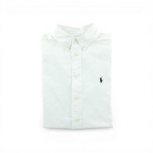 Second life - Klasyczna dopasowana gładka koszula damska - Jak nowy. Białe koszule Ralph Lauren, bez wzorów, bez kołnierzyka, bez ramiączek. Za 170,36 zł.