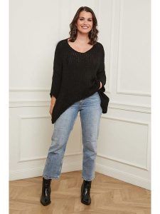Curvy Lady Sweter w kolorze czarnym rozmiar: 40/42. Czarne swetry oversize Curvy Lady, bez wzorów, bez ramiączek. Za 87,81 zł.