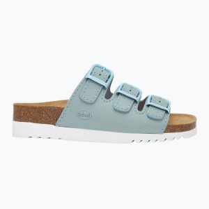 Klapki damskie Scholl Rio Wedge Ad Med. Niebieskie klapki Scholl, bez wzorów, bez obcasa. Za 279,99 zł.