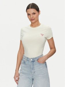 Guess T-Shirt W2YI44 J1314 Żółty Slim Fit. Żółte t-shirty Guess, m, z aplikacjami, z bawełny, bez kołnierzyka, bez ramiączek. Za 99,99 zł.