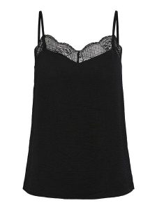 Pieces Top w kolorze czarnym rozmiar: M. Czarne topy Pieces, m, bez wzorów, z koronki, bez kołnierzyka, bez ramiączek. Za 81,45 zł.