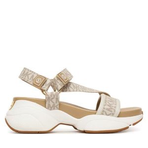 Sandały MICHAEL Michael Kors. Białe sandały MICHAEL Michael Kors, bez wzorów, bez obcasa, na płaskiej podeszwie, bez zapięcia. Za 476,99 zł.