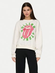 ONLY Bluza Rolling Stones 15345927 Biały Regular Fit. Białe bluzy ONLY, l, bez wzorów, z bawełny, bez kaptura. Za 99,99 zł.