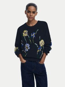 Desigual Sweter Cooper 25WWJF36 Czarny Regular Fit. Czarne swetry klasyczne Desigual, m, z bawełny, bez kołnierzyka. Za 299,99 zł.