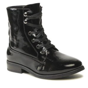 Trzewiki Jenny Fairy. Czarne botki Jenny Fairy, bez wzorów, bez obcasa, na płaskiej podeszwie, bez zapięcia. Za 135,99 zł.