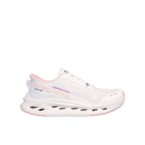 Buty damskie SKECHERS Max Cushioning Glide-Step Caledonia. Białe buty sportowe Skechers, bez wzorów, bez zapięcia. Za 359,99 zł.