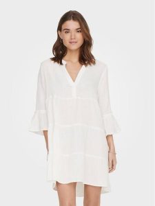 ONLY Sukienka letnia Thyra 15267999 Biały Regular Fit. Białe kombinezony ONLY, na lato, m, bez wzorów, z bawełny, bez kołnierzyka, bez ramiączek. Za 199,99 zł.