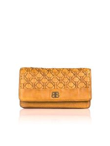 Bellicci Skórzany portfel "Perla" w kolorze musztardowym - 17,5 x 10 x 3 cm rozmiar: onesize. Pomarańczowe portfele Bellicci, bez wzorów, z materiału. Za 121,99 zł.