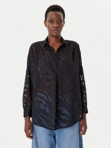 French Connection Bluzka 72NZR Czarny Relaxed Fit. Czarne bluzki French Connection, m, bez wzorów, z syntetyku, bez kołnierzyka, bez ramiączek. Za 219,99 zł.