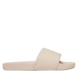 Klapki Calvin Klein Jeans. Brązowe klapki Calvin Klein Jeans, bez wzorów, z jeansu, bez obcasa. Za 109,99 zł.