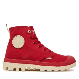 Trapery Palladium. Czerwone buty zimowe Palladium, bez obcasa, bez zapięcia. Za 279,99 zł.