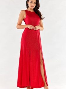 Sukienka Model A549 Red - awama. Czerwone sukienki Awama, na wesele, l, bez wzorów, z elastanu, eleganckie, bez kołnierzyka, plus size, bez ramiączek, maxi, dopasowane. Za 334,28 zł.