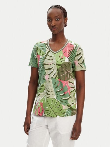 Olsen T-Shirt 11105096 Zielony Regular Fit. Zielone t-shirty Olsen, bez wzorów, z bawełny, bez kołnierzyka, bez ramiączek. Za 239,99 zł.