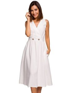 Stylove Sukienka w kolorze białym rozmiar: XXL. Białe sukienki Stylove, xxl, bez wzorów, bez kołnierzyka, bez ramiączek, midi. Za 72,99 zł.