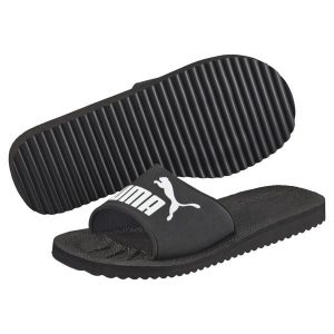 Klapki Puma Purecat unisex. Białe klapki Puma, bez wzorów, z materiału, bez obcasa. Za 103,00 zł.