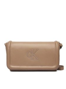 Calvin Klein Torebka Bold Ck Flap Crossbody LV04F1027G Brązowy. Brązowe listonoszki Calvin Klein, bez wzorów, ze skóry, bez dodatków. Za 329,99 zł.