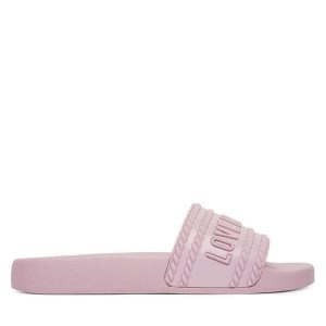 Klapki LOVE MOSCHINO. Czerwone klapki LOVE MOSCHINO, bez wzorów, bez obcasa. Za 439,99 zł.