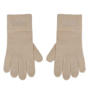 Rękawiczki Calvin Klein. Brązowe rękawiczki Calvin Klein, bez wzorów, z dzianiny. Za 259,99 zł.