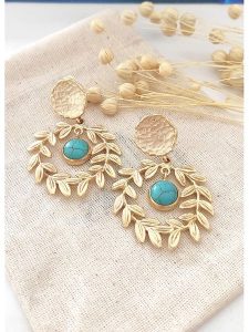 Atelier MIU Pozłacane kolczyki-wkrętki z turkusami rozmiar: onesize. Żółte kolczyki Atelier MIU, z turkusem, pozłacane. Za 50,45 zł.