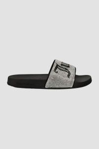 JUICY COUTURE Czarne klapki Donna Diamante Slider. Czarne klapki Juicy Couture, bez wzorów, bez obcasa. W wyprzedaży za 194,99 zł.