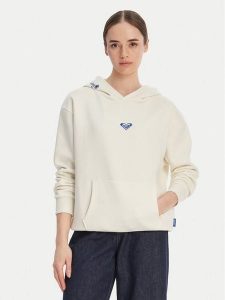 Roxy Bluza W126-RXLSS-1017-02X Écru Regular Fit. Białe bluzy Roxy, m, bez wzorów, z bawełny, bez kaptura. Za 129,99 zł.
