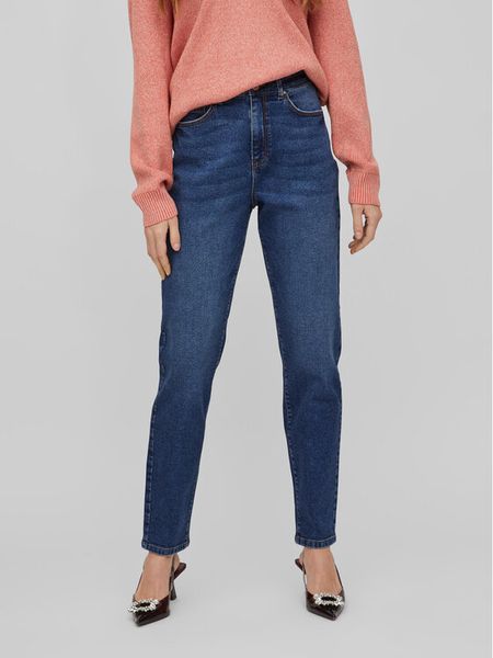 Vila Jeansy Naomi 14080820 Granatowy Mom Fit. Niebieskie jeansy Vila, bez wzorów, z bawełny. Za 119,99 zł.