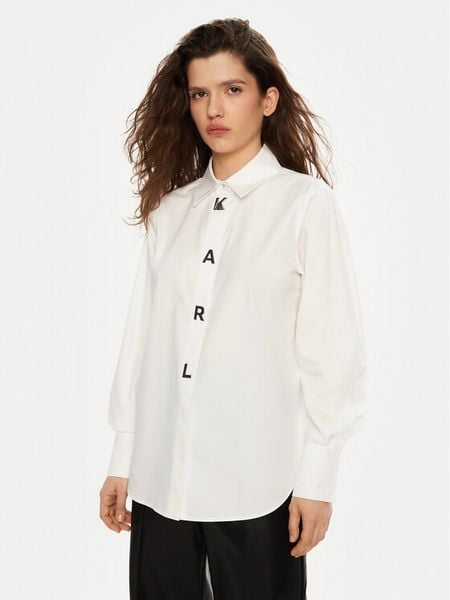 KARL LAGERFELD Koszula A1W11026 Biały Regular Fit. Białe koszule KARL LAGERFELD, bez wzorów, z bawełny, bez kołnierzyka, bez ramiączek. Za 499,99 zł.