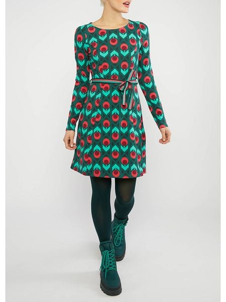 Blutsgeschwister Sukienka w kolorze zielonym rozmiar: M. Zielone sukienki Blutsgeschwister, na co dzień, m, bez wzorów, z bawełny, bez kołnierzyka, bez ramiączek, midi, proste. Za 161,34 zł.