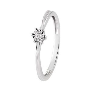 Pierścionek Białe Złoto - złoto białe 375, Brylant 0,035ct. Pierścionki marki W.KRUK. Za 999,00 zł.