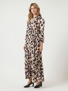 YAS Sukienka w kolorze beżowo-czarnym rozmiar: M. Brązowe sukienki YAS, na imprezę, m, bez wzorów, z wiskozy, klasyczne, bez kołnierzyka, bez ramiączek, maxi. Za 166,49 zł.