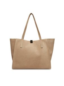Calvin Klein Torebka Ck Narrate Shopper_Suede K60K612983 Beżowy. Brązowe shopper bag Calvin Klein, bez wzorów, ze skóry, bez dodatków. Za 569,99 zł.