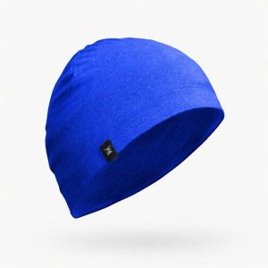 Czapka trekkingowa Simond MT500 merino. Niebieskie czapki SIMOND, bez wzorów, z materiału, sportowe. Za 59,99 zł.