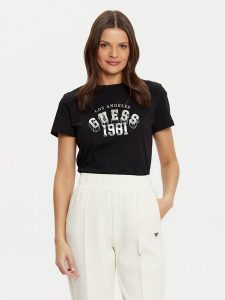 Guess T-Shirt V5RI06 I3Z14 Czarny Regular Fit. Czarne t-shirty Guess, s, z aplikacjami, z bawełny, bez kołnierzyka, bez ramiączek. Za 89,99 zł.