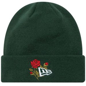 Czapka dla dorosłych Rose Icon Cuff Knit Beanie Hat. Zielone czapki New Era, bez wzorów, z materiału, sportowe. Za 129,99 zł.
