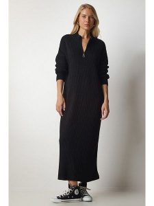 Happiness Istanbul Sukienka dzianinowa w kolorze czarnym rozmiar: onesize. Czarne sukienki Happiness Istanbul, bez wzorów, z dzianiny, bez kołnierzyka, bez ramiączek, maxi. Za 114,17 zł.