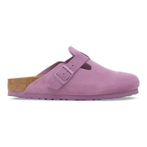 BIRKENSTOCK Boston LEVE Mauve Klapki damskie. Czerwone klapki Birkenstock, bez wzorów, z materiału, bez obcasa. Za 469,99 zł.