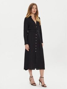 TWINSET Sukienka koszulowa 242TT2320 Czarny Loose Fit. Czarne sukienki Twinset, bez wzorów, z wiskozy, bez kołnierzyka, bez ramiączek, koszulowe. Za 649,99 zł.