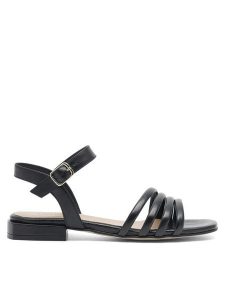 Badura Sandały E22-21451IBT Czarny. Czarne sandały Badura, bez wzorów, ze skóry, bez obcasa, na płaskiej podeszwie, bez zapięcia. Za 269,99 zł.