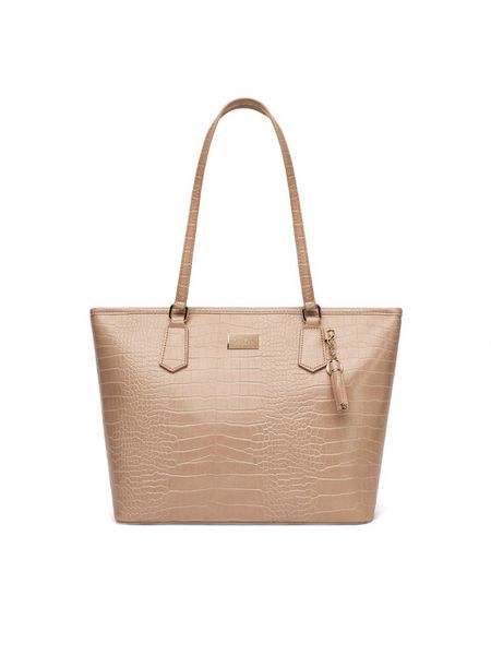 DeeZee Torebka DZE-S-004-07 Beżowy. Brązowe shopper bag DeeZee, bez wzorów, z materiału, bez dodatków. Za 149,99 zł.